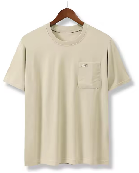 Camiseta de Algodão Manga Curta com Bolso no Peito