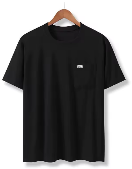 Camiseta de Algodão Manga Curta com Bolso no Peito